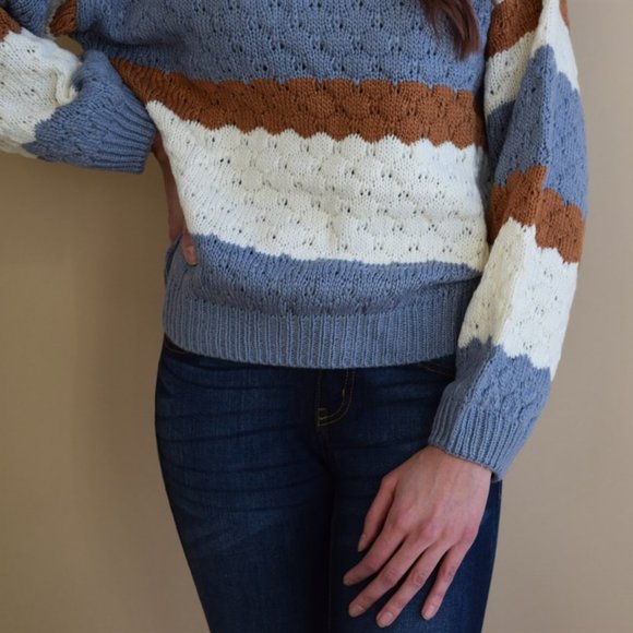 Cable knit stripe sweater NWT - Picture 4 of 5